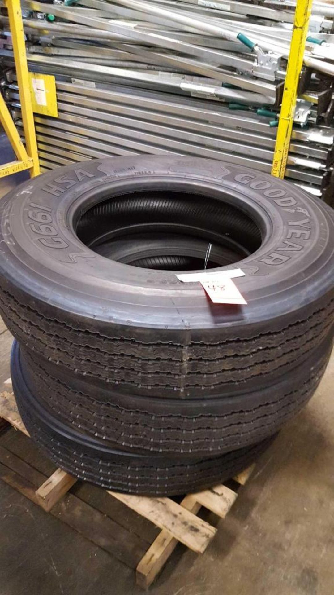 Lot of (3) assorted retreaded tires including (1) Goodyear G61HSA 11R 22.5, (1)Continental HDC 11R22