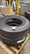 Lot of (3) assorted retreaded tires including (1) Michelin 12R22.5 XDE M/S, (1) Goodyear C399 LHS, a