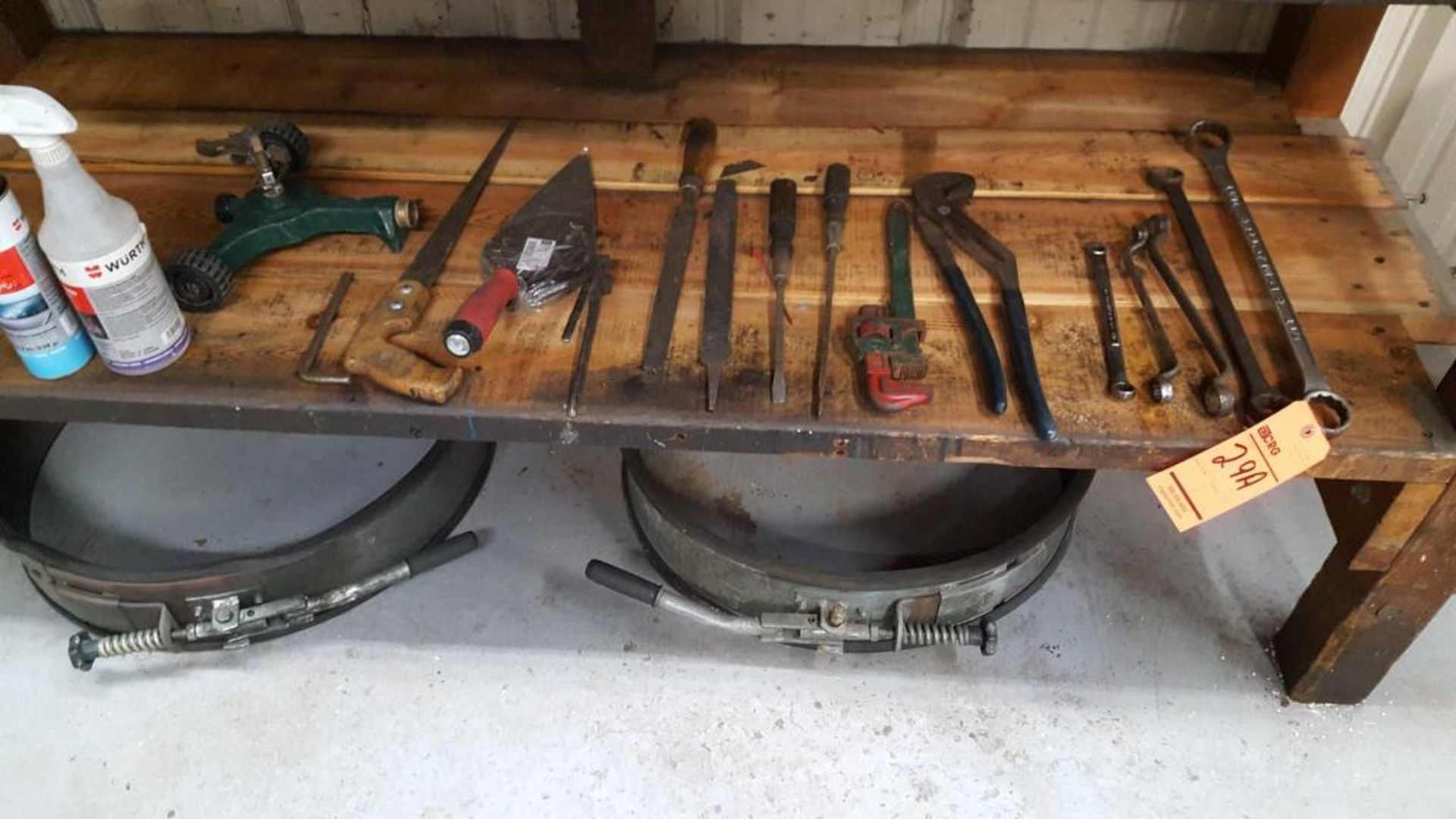 Assorted hand tool boxes and 6' wood work bench with lot of assorted tools - Image 3 of 4