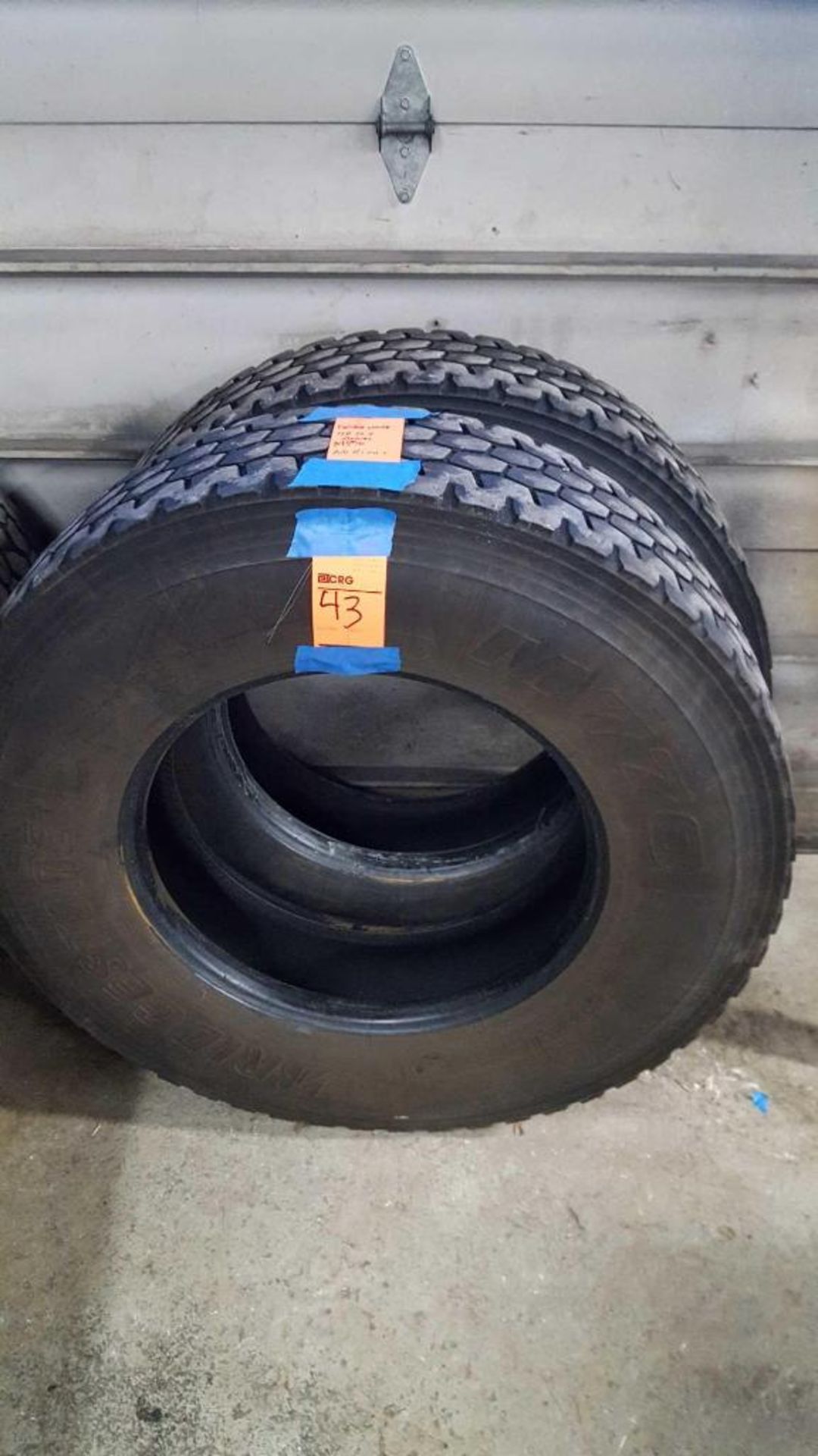 Lot of (4) Bridgestone/Goodyear assorted used tires, no rims, including (4) Bridgestone 11R22.5, and - Image 2 of 2