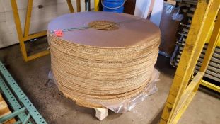 Lot of (60+/-) corrugated cardboard packaging disks, 52" diameter, with 16" diameter center hole, 7/