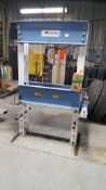 OTC 55 ton H-frame hydraulic shop press with 2 speed hydraulic hand pump, part no 60201, s/n 1047