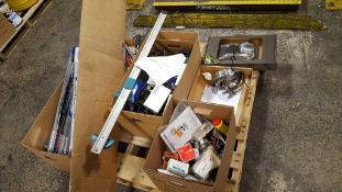 Lot of assorted windshield wipers, springs, clamps, v belts, etc.