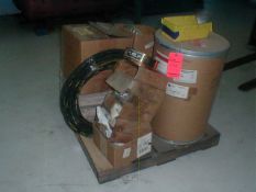 Lot of assorted blasting abrasive materials, spare parts and calibrated sieves, includes 220 and 23
