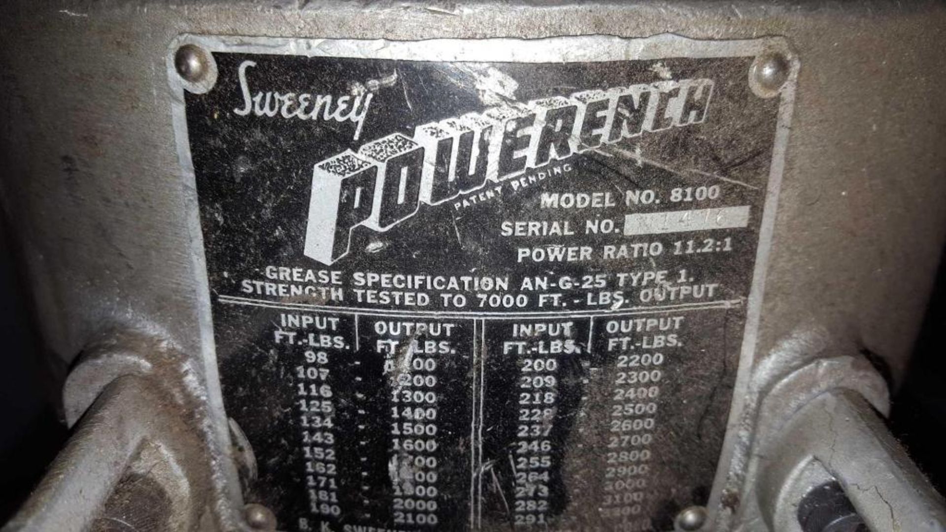 Sweeney 8100 torque multiplier Power wrench, power ratio 12.2:1, sn 1416 - Image 3 of 3