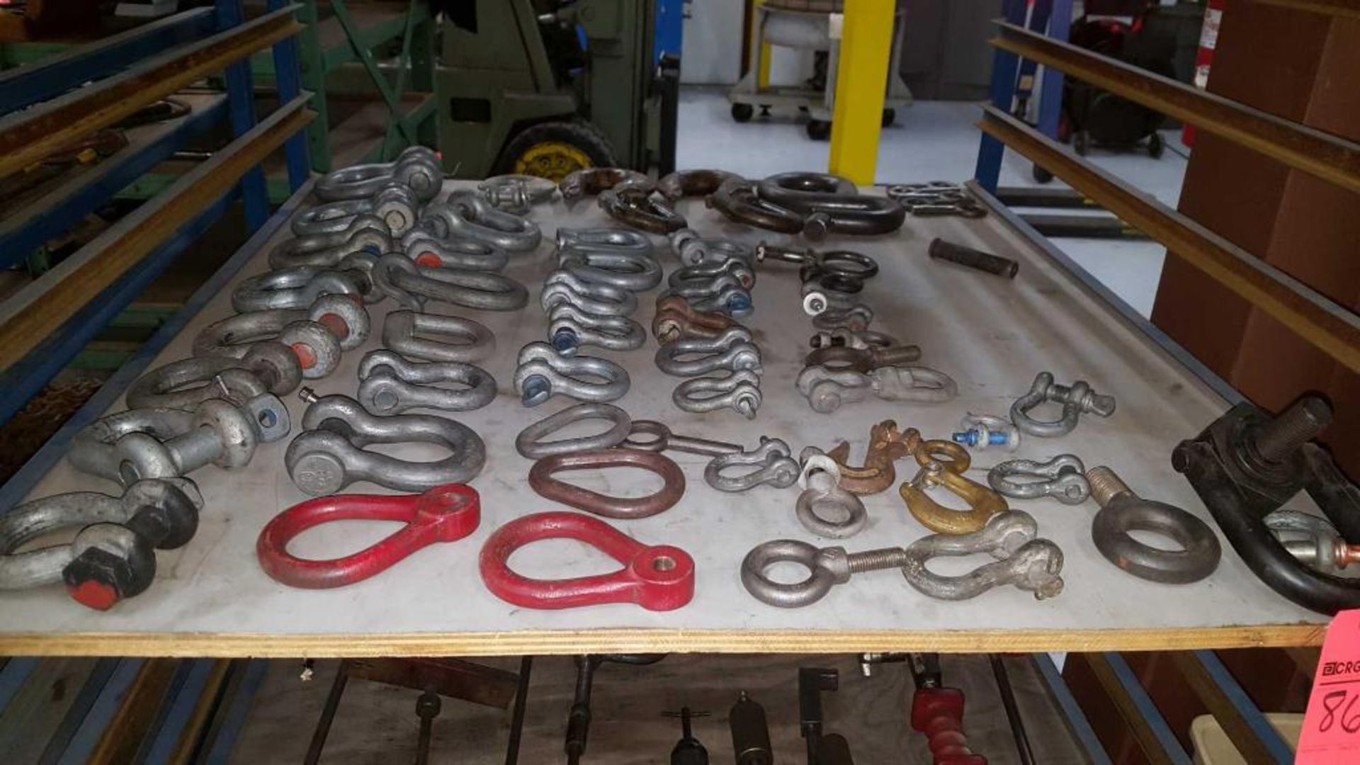 Lot of assorted shackles, hooks, eyelets