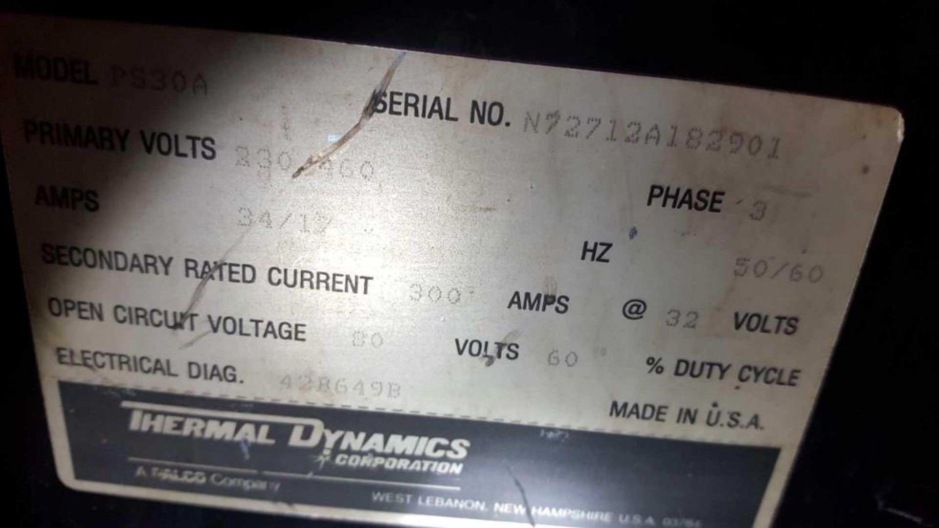 Thermal Dynamics Thermal Arc PS-30A plasma welding power supply - Image 4 of 4
