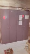 Lot includes (2) metal storage cabinets with contents of hardware, clamps, and parts