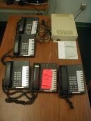 Lot consisting of Toshiba Phone System - Model Strata DK14 - with (5) handsets & manual