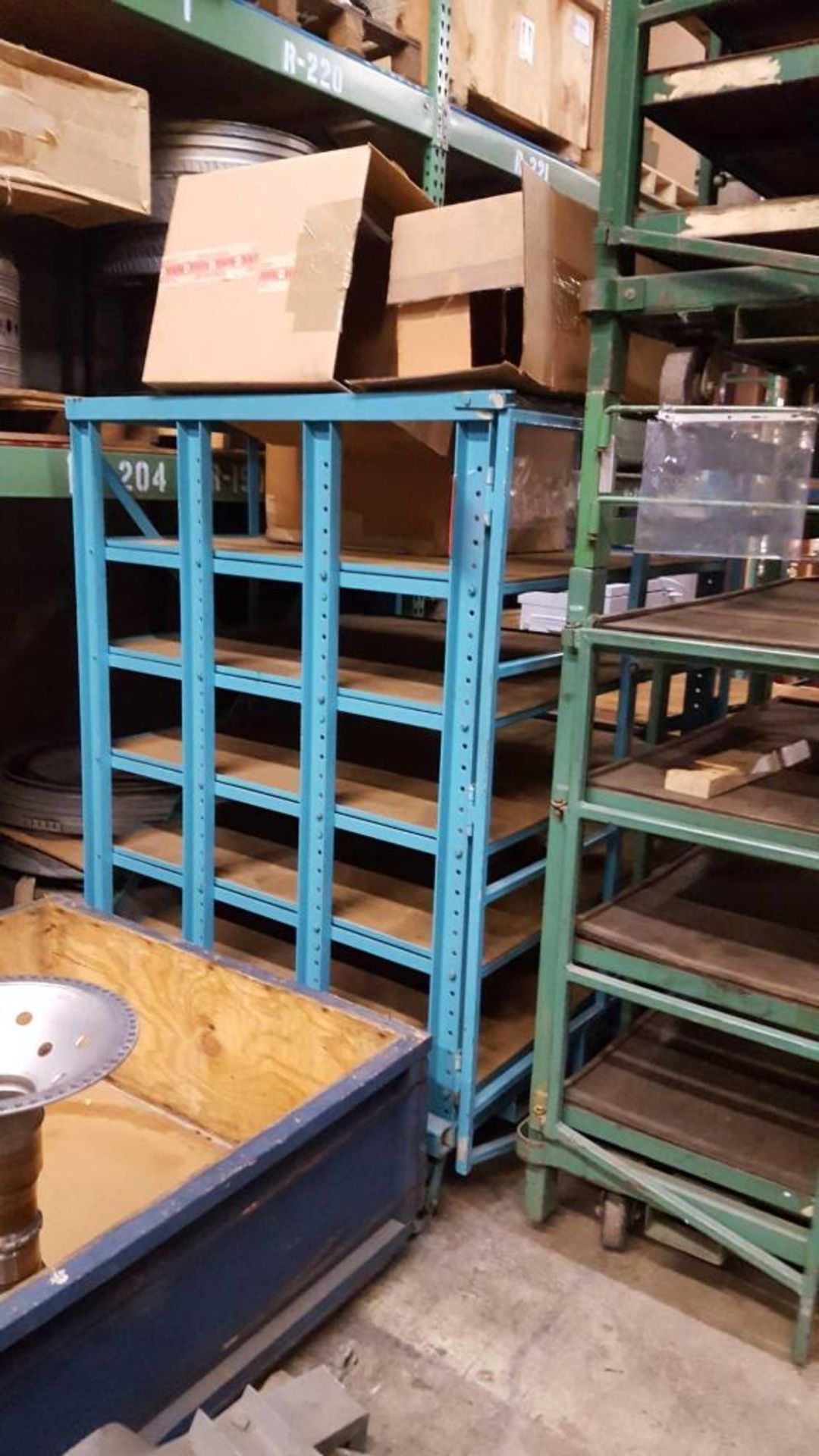 Lot of (2) assorted portable shop carts, 4' x 4' x 6' X 5 tier with slide out shelves - no contents - Image 2 of 2