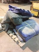Lot of asst poly tarps and rolls of plastic sheet