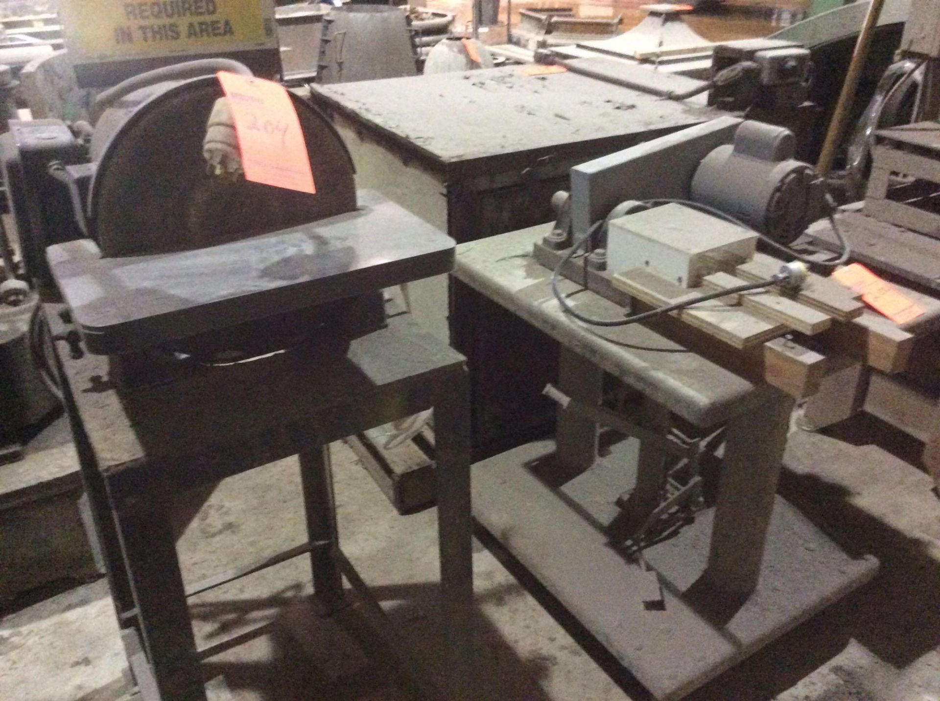 Lot of (3) machines includes vibrating plate and two grinders (working condition unknown)