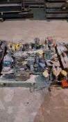 Lot of assorted electric hand tools including (3) jig saws, (2) routers, (5) palm sanders, (2) corne