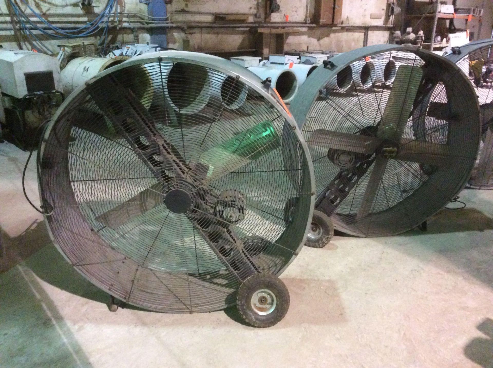 Lot of (2) industrial drum fans: 48" diameter