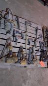 Lot of assorted pneumatic hand tools including nailers, scaler, paint sprayer, rotary tools, (1) wor