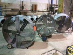 Lot of (3) ass't industrial drum fans: 38", 42", and 48" diameters