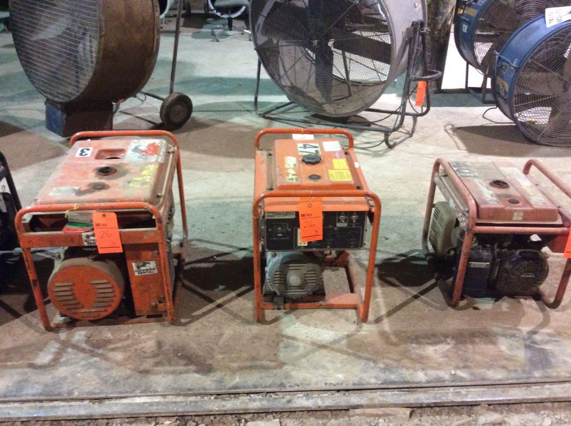 Lot of (3) Multiquip Models 2500, 3600, and 4000 gas generators, (1) in operable condition and (2) f