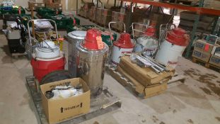 Lot of (5) assorted shop vacs with accessories, and (1) mushroom type propane heater - contents of (