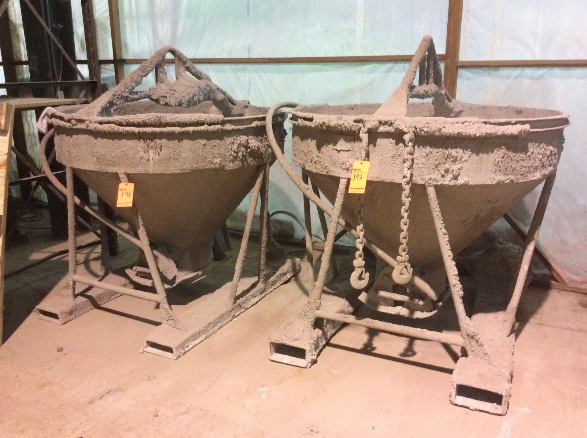 Lot of (2) cement funnels