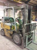 Daewoo triple mast LP forklift, solid tires, 186" height, 5,000-LB capacity - ID plate missing (excl