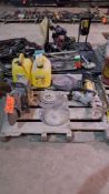 Lot includes Partner K-700 gas powered chop saw, Kango KS26 electric wall saw, assorted diamond cutt