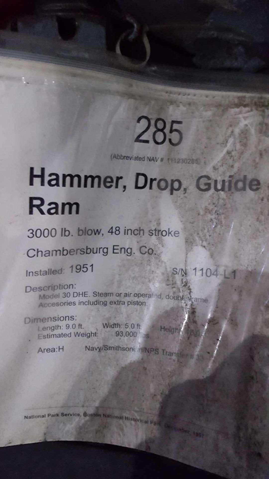 Chambersburg Engineering Company hammer, drop, guide Ram, 3000 pound blow, 48 inch stroke, seri - Image 4 of 4