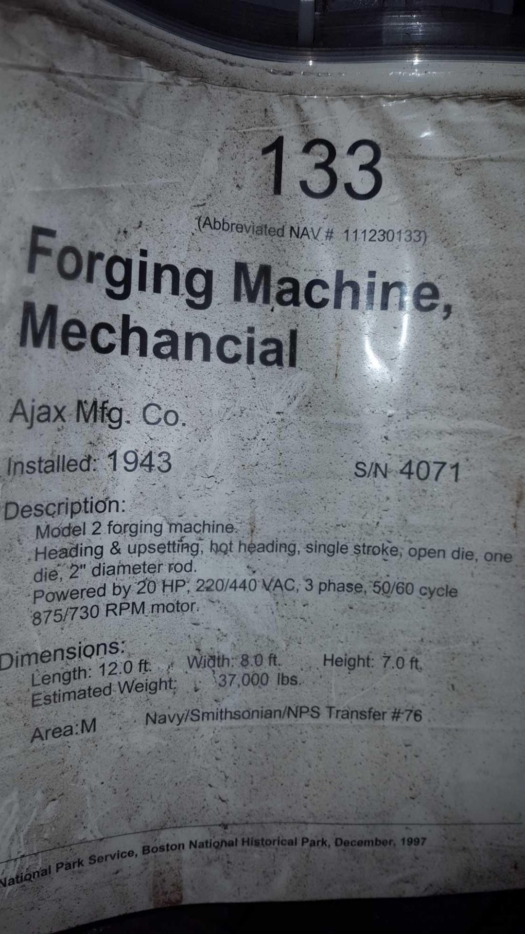 Ajax 2" Upsetter, M/N 2, S/N 4071, Rating in Tons 560, Max Die Closing Ton 248, Stroke 9", SPM - Image 5 of 5