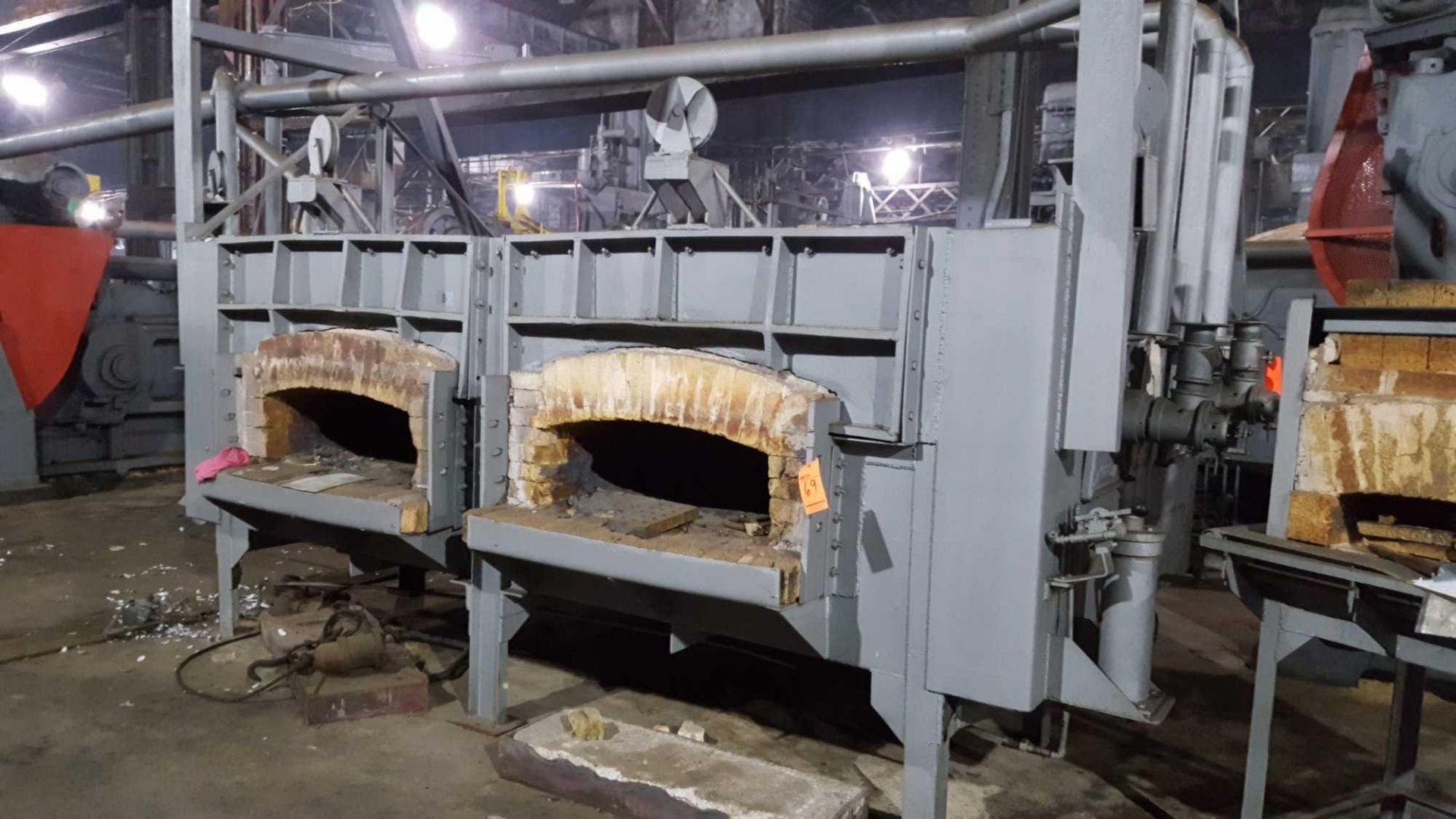 Boston Naval Shipyard oil-fired forging furnace with two air operated doors, controlled atmosph