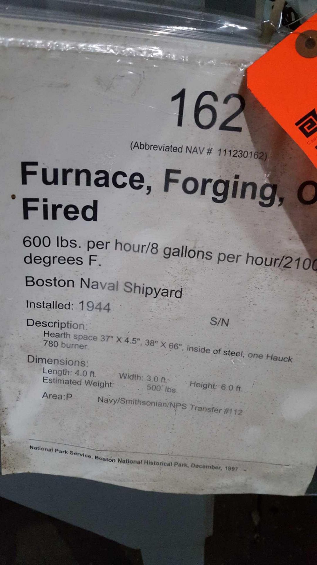 Lot of 3 assorted ovens first one is 1944 Boston Naval Shipyard oil-fired forging furnace 600 pounds - Image 4 of 4