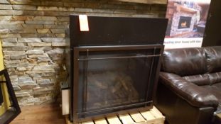 Mendota, model FV46, gas fireplace, 45500 BTUs, 72.3% efficient, converted for liquid propane, blowe