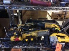 Lot of assorted DeWalt electric hand tools; including one sawzall, DW303, corded, one corded jigsaw,