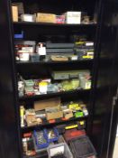 Lot of assorted hardware, contents of one cabinet, top of two cabinets, including one cabinet.