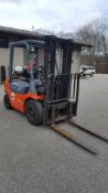 Toyota LP forklift, M/N 7FGU20, S/N 66169, with sideshift, erop, all terrain solid tires, 3700# capa