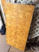 Lot of (45) sections light parquet weblock dance floor, (20) 2' x 4' and (25) 2' x 8' sections