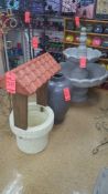 Lot of (3) assorted plastic decorative items including (1) large vase, (1) wishing well, and (1)