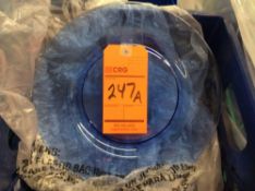 Lot of (93) blue pebbled glass 12" dinner plate with (5) milk crates