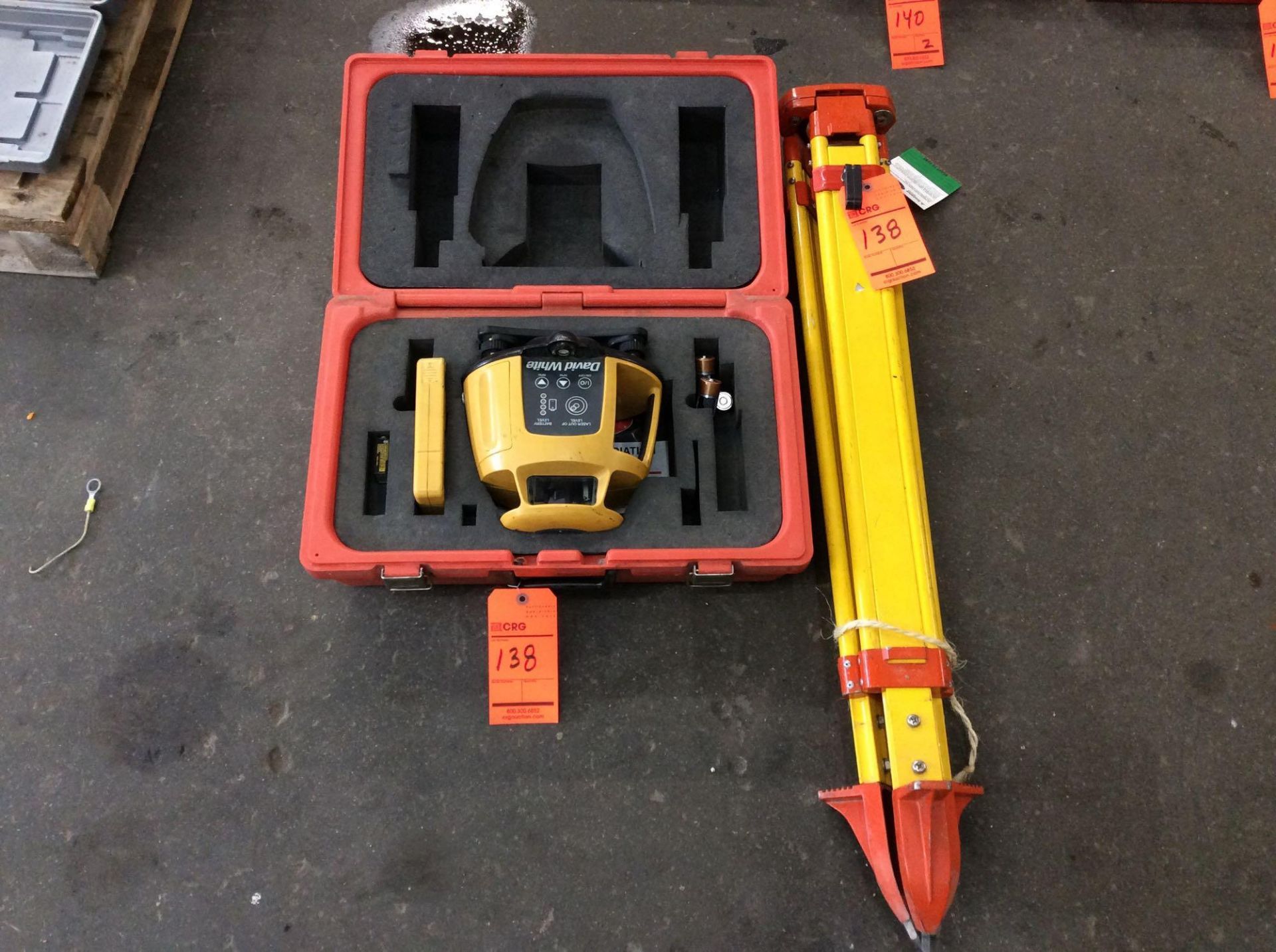 David White laser level with case and tripod