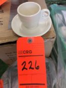 Lot of (80) off white china demi-tasse cup and saucer sets with (2) racks, add'l $8 fee per rack