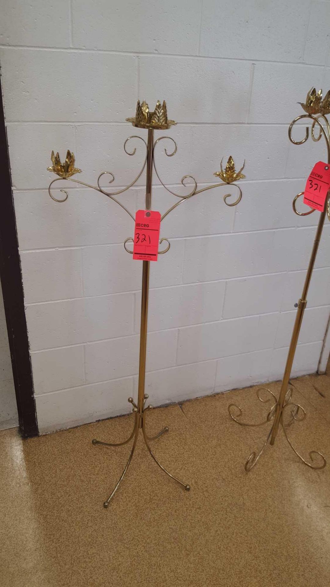 Lot of (7) asst brass candelabras including (2) 5 light floor, (2) 3 light unity, and (3) 7 light - Image 3 of 4