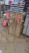 Lot of (7) asst brass candelabras including (2) 5 light floor, (2) 3 light unity, and (3) 7 light