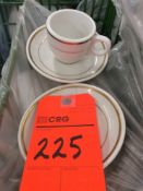 Lot of (89) gold trim china demi-tasse cup and saucer sets with (4) racks, add'l $8 fee per rack