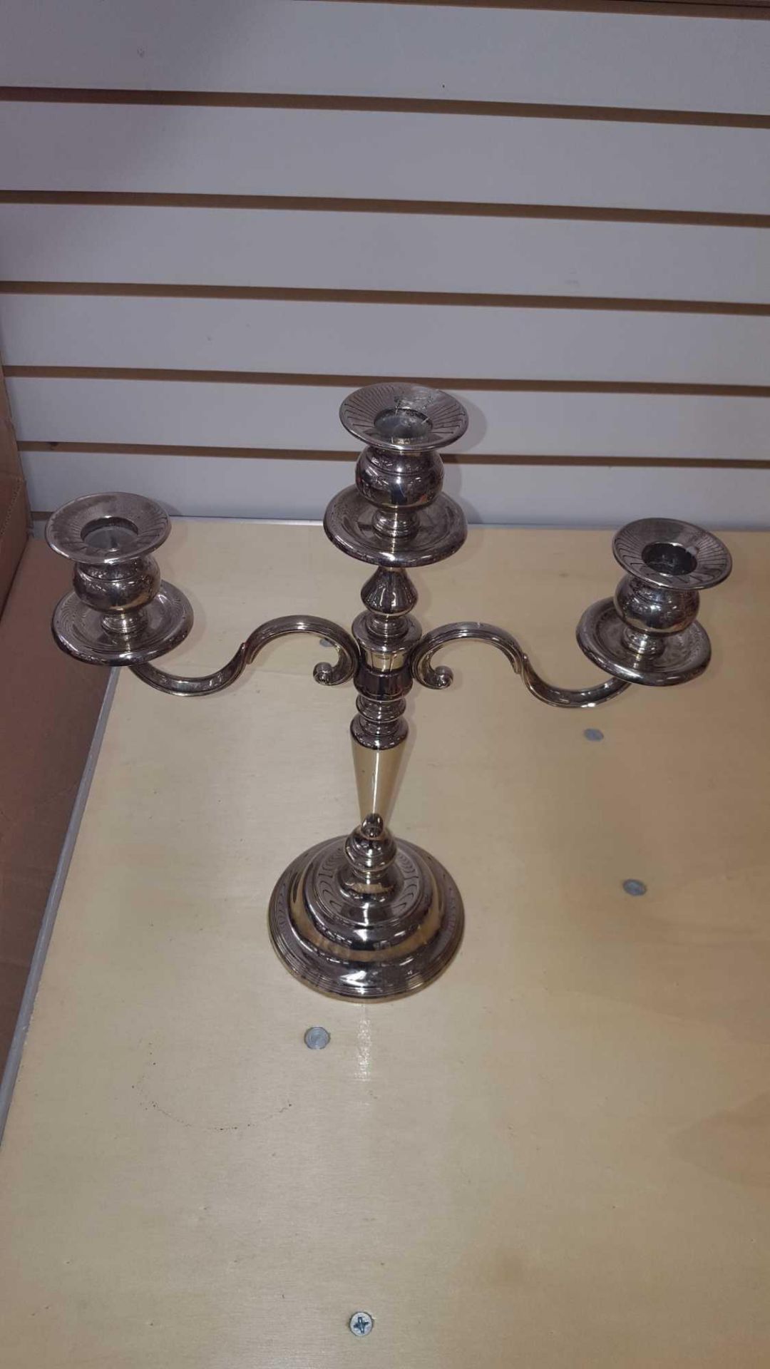 Lot of (26) ass't candelabras including (10) 15" silver 3-Branch, (10) 15" gold 3-Branch, and (6) - Image 4 of 5