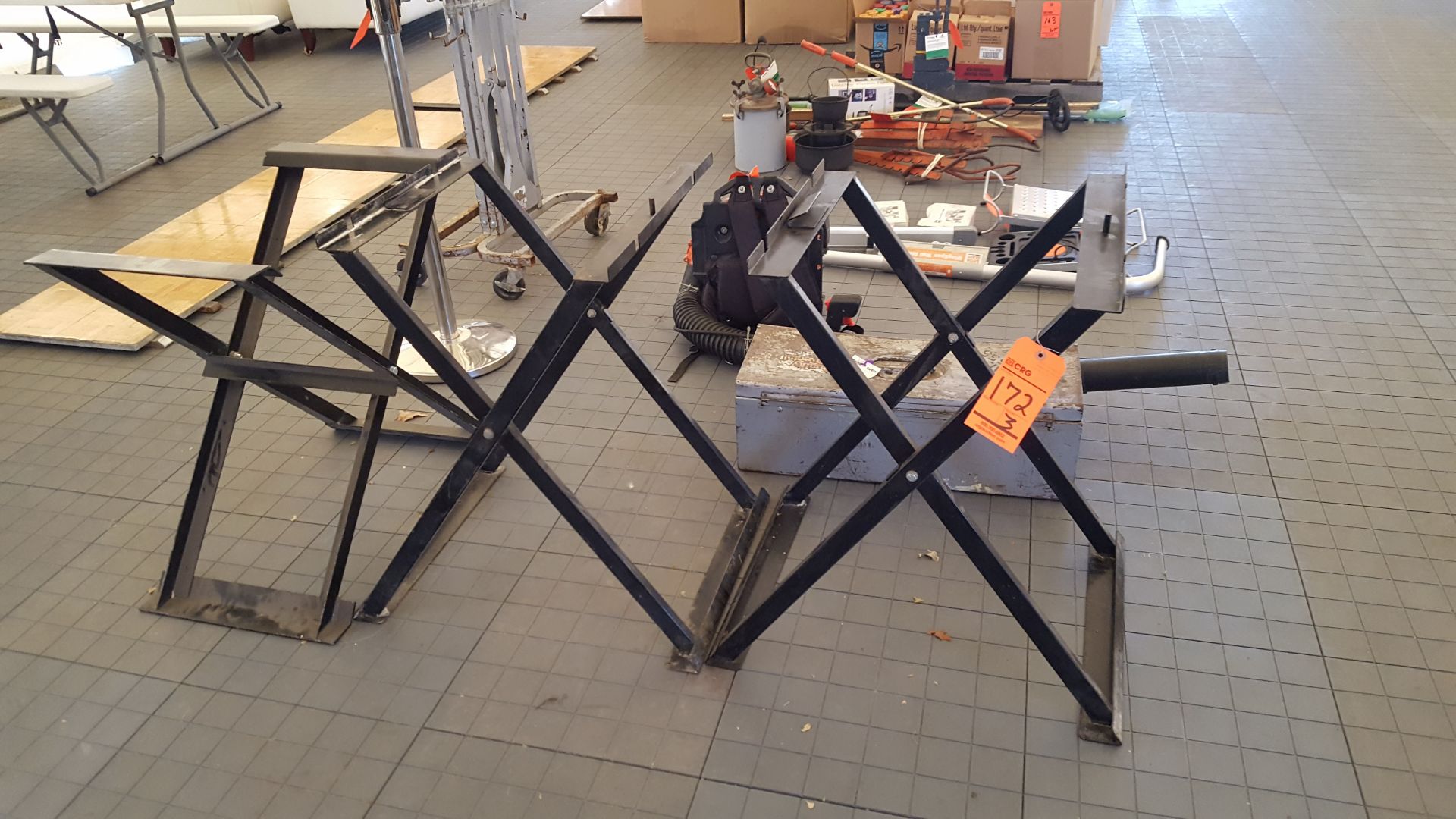 Lot of (3) black metal saw stands - Image 2 of 3