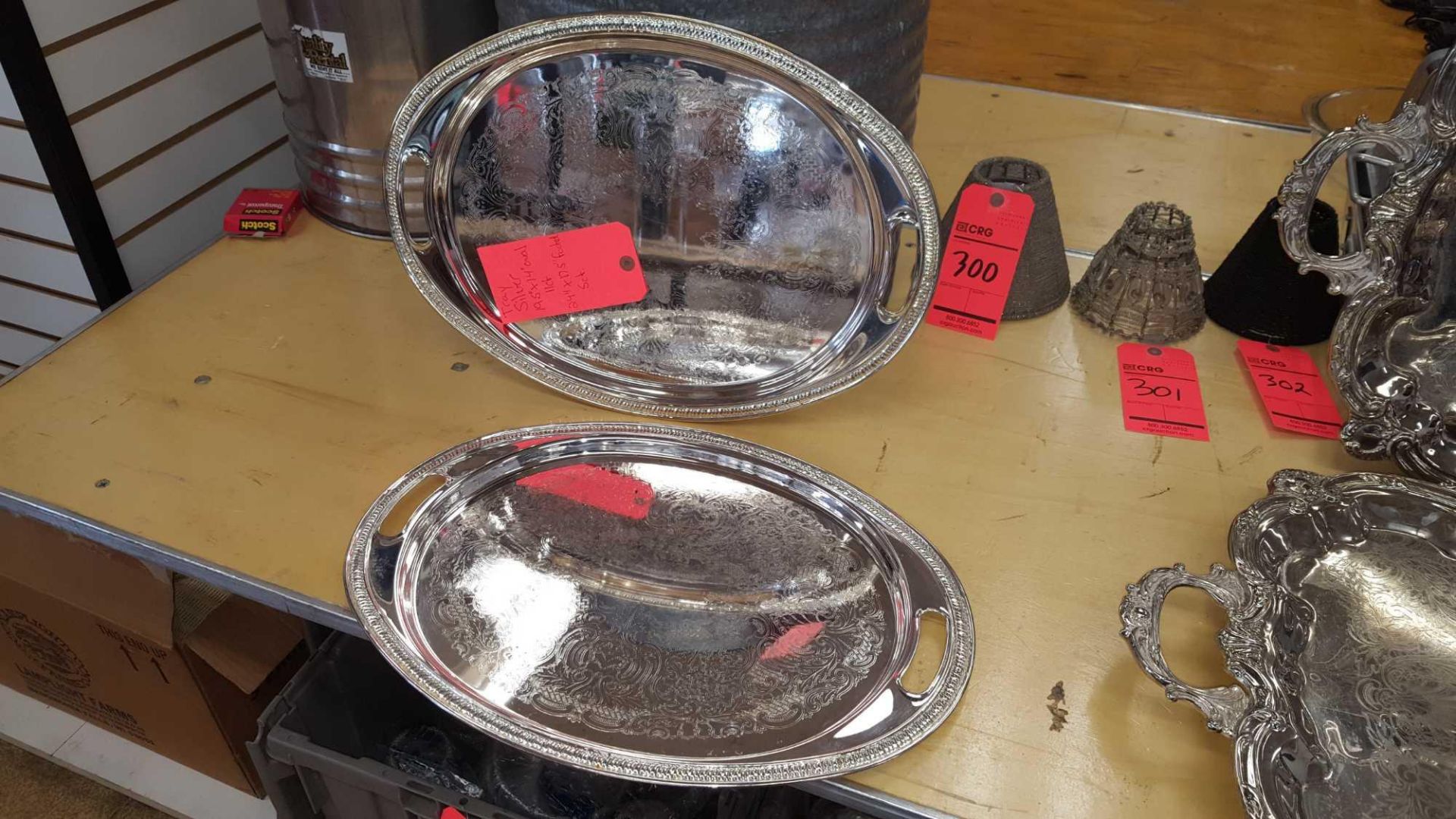 Lot of (16) asst silver trays including (5) 17 1/2" x 24" footed trays and (11) 14" x 19 1/2" trays - Image 4 of 4