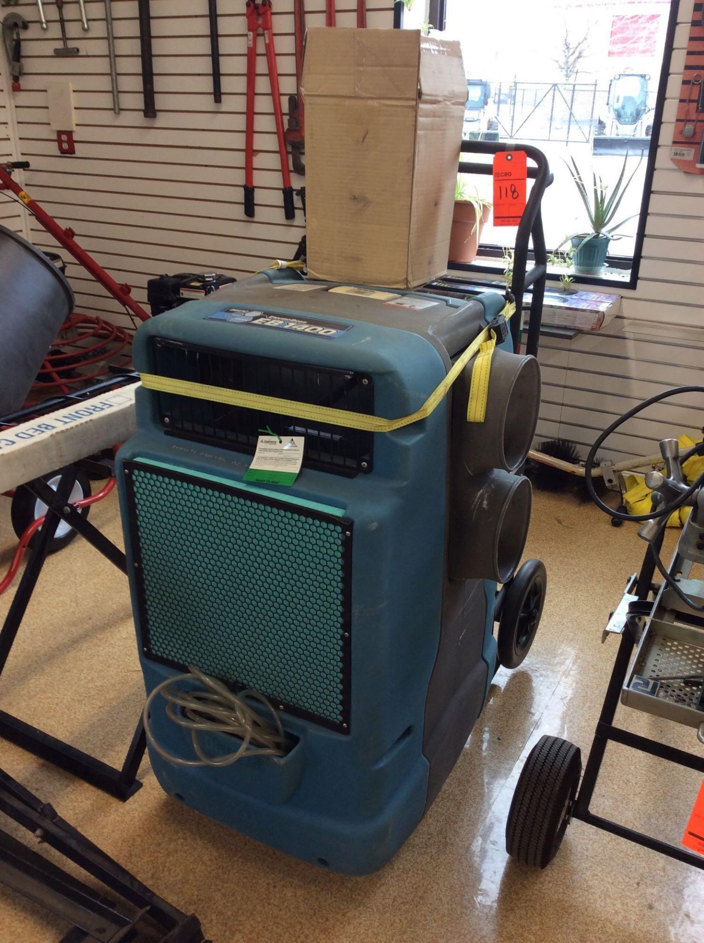 Dri-Eaz portable combination dehumidifier/heater/cooler unit, mn EB1400, with cart