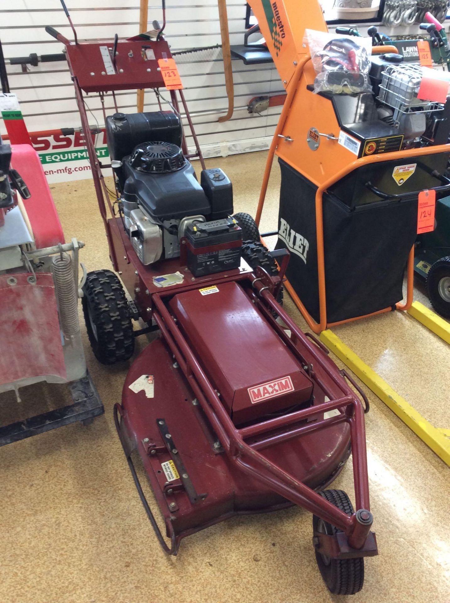 Maxim brush hog mower, 26" deck, electric start, self propelled walk behind with heavy duty blade