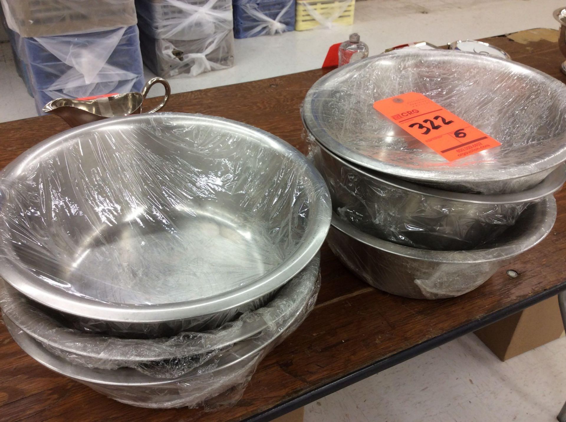 Lot of (6) stainless fruit bowls, 12" diameter