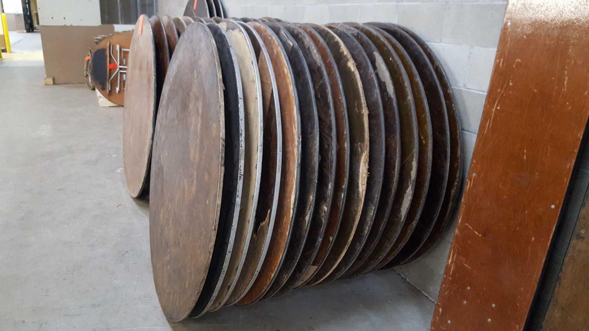 Lot of (31) assorted 60 inch diameter folding leg wood tables - Image 4 of 5