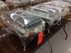 Lot of (3) 14" x 22" silver plated chafers