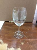 Lot of (200) French water/wine glasses, 8" - includes (8) washing/transport racks